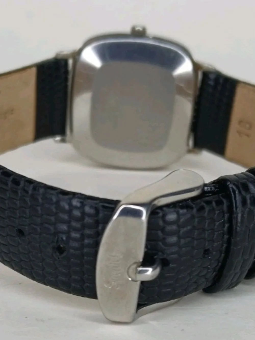 Vintage Seiko Quartz 4110-5209 Black Dial Square Men's Watch Leather Strap